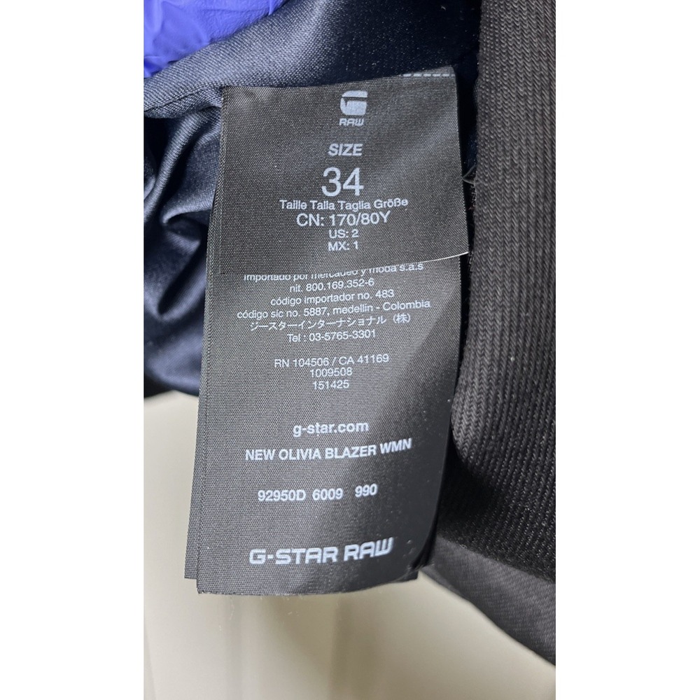 G-STAR WOMEN RAW CORRECT Black Classic Blazer Jacket Size 2/34 - Picture 7 of 12